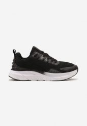 Czarno-Szare Sznurowane Buty Sportowe Sneakersy z Tłoczoną Podeszwą Efine. Czarne buty sportowe na co dzień męskie Born2be, bez zapięcia. Za 129.99 zł.