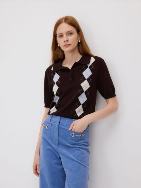 Wełniany sweter z kaszmirem - wielobarwny. Swetry klasyczne damskie Reserved, l, z kaszmiru, bez kołnierzyka. W wyprzedaży za 159.99 zł.