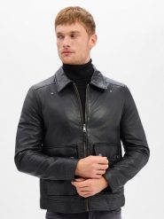 Mauritius kurtka skórzana Mężczyźni skóra czarny, XXL. Czarne kurtki męskie Mauritius, m, bez wzorów, ze skóry, eleganckie, bez kaptura. Za 1,099.95 zł.