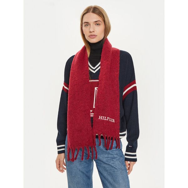 Szalik Tommy Hilfiger. Czerwone szaliki i kominy damskie Tommy Hilfiger, bez wzorów. Za 179.99 zł.