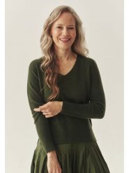 TATUUM Kaszmirowy sweter w kolorze khaki rozmiar: L. Brązowe swetry klasyczne damskie Tatuum, l, z kaszmiru, bez kołnierzyka. Za 314.95 zł.