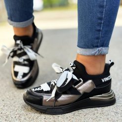 Srebrne sneakersy półbuty damskie Vinceza 10658. Szare półbuty damskie VINCEZA, bez wzorów, ze skóry, sportowe, bez obcasa, na obcasie. Za 129.00 zł.