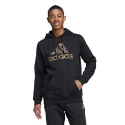 Bluza z kapturem męska ADIDAS Gym & Pilates. Brązowe bluzy sportowe męskie Adidas, bez wzorów, z bawełny, sportowe, bez kołnierzyka, bez ramiączek. Za 179.99 zł.
