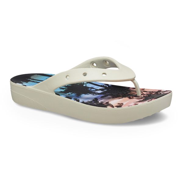 Japonki damskie Crocs Classic Platform Retro Resort. Brązowe klapki damskie Crocs, bez wzorów, bez obcasa. Za 97.99 zł.