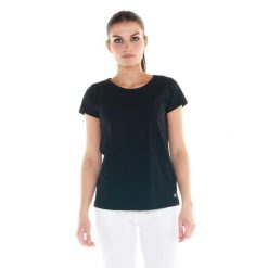 Podstawowy t-shirt damski. Czarne t-shirty damskie LEONE 1947 APPAREL, l, bez wzorów, z tkaniny, bez kołnierzyka. W wyprzedaży za 77.40 zł.