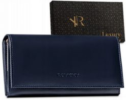Portfel skórzany Rovicky R-RD-35-GCL granatowy. Niebieskie portfele damskie ROVICKY, bez wzorów, ze skóry. Za 79.00 zł.