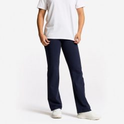 Legginsy fitness damskie Domyos. Niebieskie legginsy sportowe damskie DOMYOS, xl, bez wzorów, z bawełny, na fitness i siłownię. Za 69.99 zł.