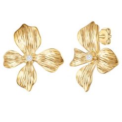 Yokoamii Kolczyki na sztyft Kwiat z metalowego stopu w kolorze zlotym z perla (synth.) 1 ct Damski. Żółte kolczyki damskie Yokoamii, z perłą, metalowe, na sztyftcie. Za 149.99 zł.