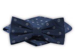 Mucha Męska z Poszetką - Alties - Granatowa, Wzór Geometryczny. Niebieskie krawaty i muchy męskie Alties, bez wzorów, eleganckie. Za 54.00 zł.