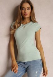 Miętowy T-shirt Ariema. Zielone t-shirty damskie Renee, l, bez wzorów, z dzianiny, bez kołnierzyka. Za 24.99 zł.
