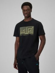 T-shirt regular z nadrukiem męski 4F 4FRSS26TTSHM3991. Czarne t-shirty męskie 4f, m, bez wzorów, z bawełny, bez kołnierzyka. Za 69.99 zł.