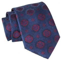 Krawat - ALTIES - Duże Grochy, Granat. Czerwone krawaty i muchy męskie Alties, bez wzorów, z tkaniny, eleganckie. Za 49.00 zł.