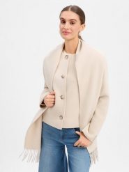 Comma sweter wełniany Kobiety beżowy, XL. Brązowe swetry klasyczne damskie Comma, xl, z wełny, bez kołnierzyka. Za 799.95 zł.