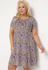 Fioletowa Sukienka Mini z Wiskozy o Rozkloszowanym Fasonie Boho Aiselle. Fioletowe sukienki damskie Born2be, na lato, l, bez wzorów, z wiskozy, boho, bez kołnierzyka, bez ramiączek, mini, rozkloszowane. W wyprzedaży za 51.99 zł.