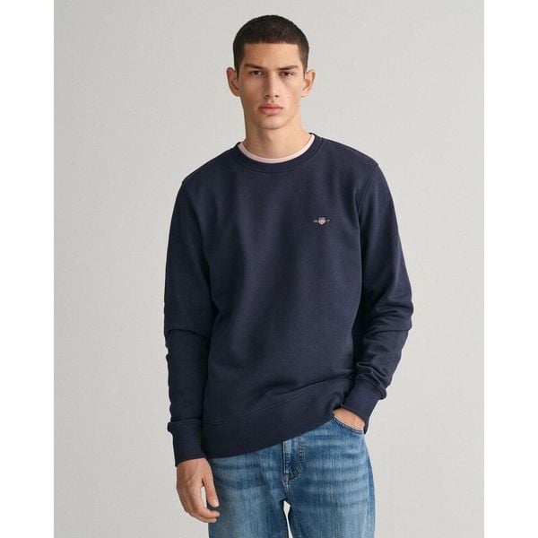 Bluza Gant Shield. Niebieskie bluzy bez kaptura męskie Gant, l, z bawełny. Za 396.50 zł.