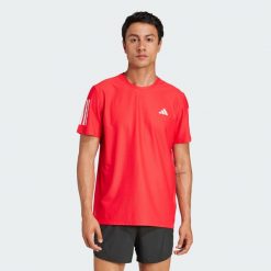 Koszulka Own The Run. Czerwone t-shirty sportowe męskie Adidas, xs, z materiału, bez ramiączek, do biegania. Za 148.70 zł.