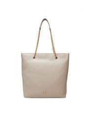 Calvin Klein Torebka Minimal Monogram Chain Tote LV04F3204G Beżowy. Brązowe torebki klasyczne damskie CALVIN KLEIN, bez wzorów, ze skóry, bez dodatków. Za 389.99 zł.