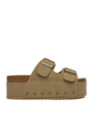 DeeZee Klapki CEO-WS069 Beżowy. Brązowe klapki damskie DeeZee, bez wzorów, z materiału, bez obcasa. Za 139.99 zł.