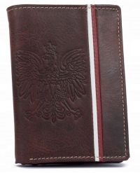 Portfel skórzany patriotyczny N4A-H-BL brązowy. Brązowe portfele męskie inny, bez wzorów, z nubiku. Za 69.99 zł.