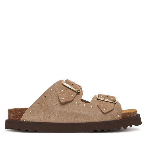 Klapki Scholl. Brązowe klapki damskie Scholl, bez wzorów, bez obcasa. Za 289.99 zł.