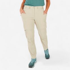 Spodnie turystyczne damskie Quechua MH500 2w1. Brązowe spodnie sportowe damskie QUECHUA, l, z elastanu, trekkingowe. Za 119.99 zł.