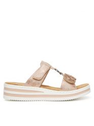 Rieker Klapki CEO-V0200-90 Różowy. Czerwone klapki damskie Rieker, bez wzorów, z materiału, bez obcasa. Za 329.99 zł.