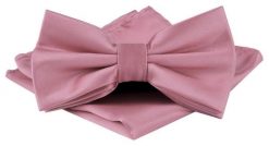 Mucha Męska w Zestawie z Poszetką - Alties - Róż Pudrowy. Czerwone krawaty i muchy męskie Alties, bez wzorów, eleganckie. Za 65.00 zł.