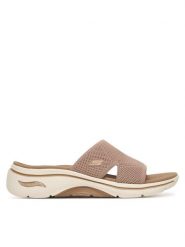 Skechers Klapki Gowalk Arch Fit 2.0 - Dakota 140865/TAN Beżowy. Brązowe klapki damskie Skechers, bez wzorów, z materiału, bez obcasa. Za 289.99 zł.