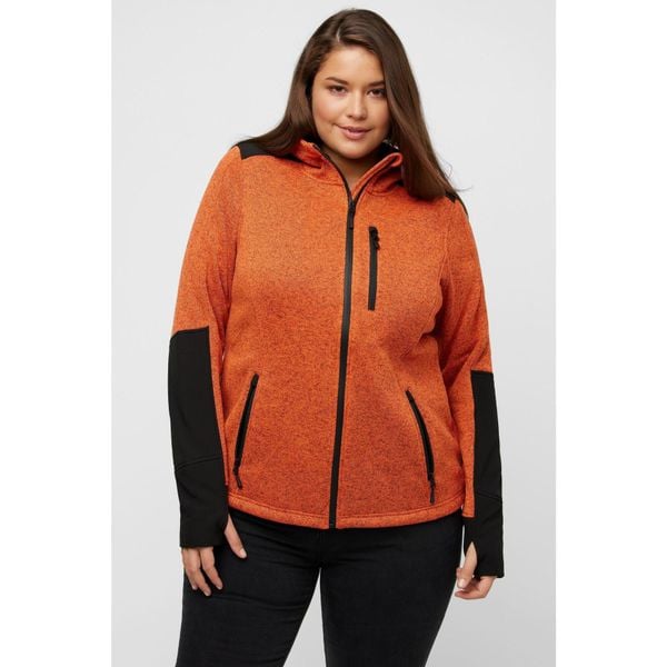 Damskie Kurtka polarowa odblaskowe nadruki kaptur otwór na kciuk. Brązowe kurtki damskie Ulla Popken, plus size, bez wzorów, z materiału, bez kaptura. Za 389.99 zł.