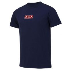Koszulka męska PSG. Niebieskie t-shirty sportowe męskie PARIS SAINT GERMAIN, m, z gumy, bez ramiączek, do piłki nożnej. Za 159.99 zł.