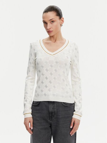 Guess Sweter W5GR07 Z3D60 Beżowy Regular Fit. Brązowe swetry klasyczne damskie Guess, xl, z wiskozy, bez kołnierzyka. Za 259.99 zł.