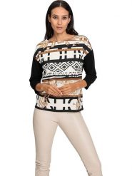 Heine Koszulka w kolorze karmelowo-czarnym rozmiar: 40. Brązowe bluzki damskie Heine, bez wzorów, bez kołnierzyka, bez ramiączek. Za 65.54 zł.