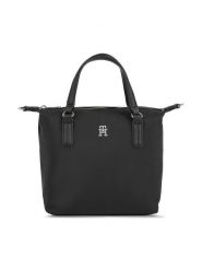 Tommy Hilfiger Torebka Poppy Th Small Tote AW0AW15640 Czarny. Czarne torebki klasyczne damskie Tommy Hilfiger, bez wzorów, z materiału, bez dodatków. Za 289.99 zł.