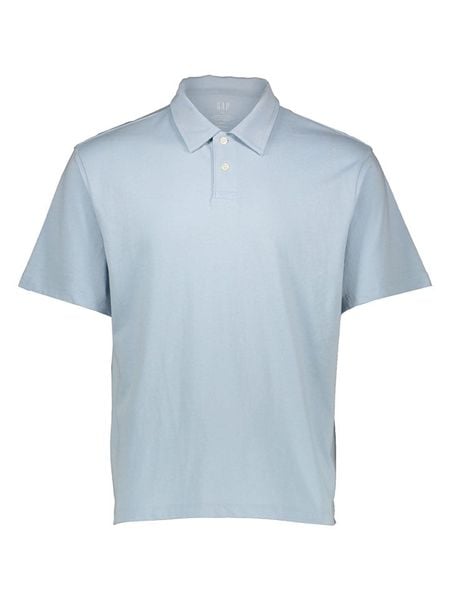 GAP Koszulka polo w kolorze błękitnym rozmiar: L. Niebieskie koszulki polo męskie GAP, l, bez wzorów, z bawełny, bez ramiączek. Za 60.95 zł.
