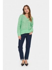 SAINT TROPEZ Sweter w kolorze zielonym rozmiar: L. Zielone swetry klasyczne damskie Saint Tropez, l, ze splotem, bez kołnierzyka. Za 173.99 zł.