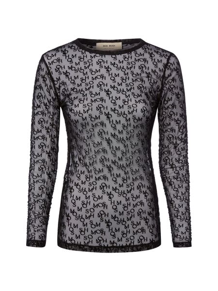 MOS MOSH siateczkowa koszulka z długim rękawem - MMLoretta Kobiety czarny, S. Czarne t-shirty damskie Mos Mosh, s, bez wzorów, z tkaniny, bez kołnierzyka. Za 169.95 zł.