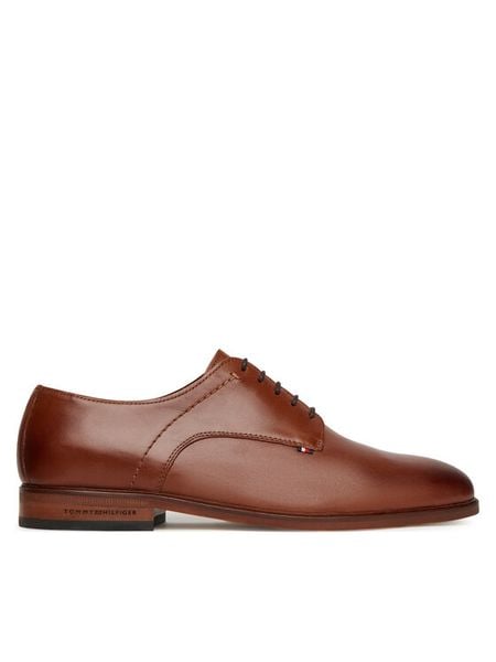 Tommy Hilfiger Półbuty Hilfiger Thunit FM0FM05533 Brązowy. Brązowe buty wizytowe męskie Tommy Hilfiger, ze skóry, bez zapięcia. Za 369.99 zł.