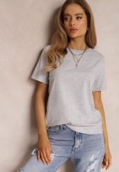 Jasnoszara T-shirt Errona. Szare t-shirty damskie Renee, l, bez wzorów, z dzianiny, bez kołnierzyka. Za 24.99 zł.