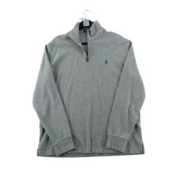 Second life - Bluza męska z ćwierćzamkiem z wysokim kołnierzem - Jak nowy. Szare bluzy bez kaptura męskie Ralph Lauren, l, z dresówki. Za 249.96 zł.