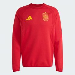 Bluza Hiszpania z okrągłym dekoltem Tiro Travel. Czerwone bluzy bez kaptura męskie Adidas, s, z bawełny. Za 259.00 zł.