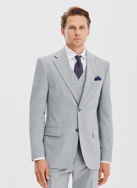 PAKO LORENTE - Gładka szara marynarka garniturowa. Szare marynarki męskie Pako Lorente, bez wzorów, z poliesteru. Za 899.99 zł.