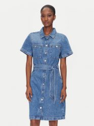 Tommy Hilfiger Sukienka jeansowa WW0WW44380 Niebieski Regular Fit. Niebieskie sukienki damskie Tommy Hilfiger, bez wzorów, z bawełny, bez kołnierzyka, bez ramiączek. Za 599.99 zł.