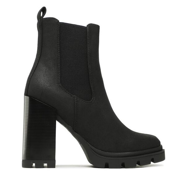 Botki ONLY. Czarne botki damskie Only, bez obcasa, na słupku, bez zapięcia. Za 199.99 zł.