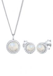 Elli PREMIUM Damskie kolczyki z wisiorkiem okrągły kwiat z kamieniem księżycowym w pozłacanym srebrze 925 Sterling Silver Zestawy 1 ct. Szare kolczyki damskie Elli PREMIUM, z kamieniem księżycowym, pozłacane. Za 378.99 zł.