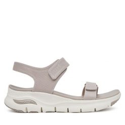 Sandały Skechers. Brązowe sandały damskie Skechers, bez wzorów, bez obcasa, na płaskiej podeszwie. Za 269.99 zł.