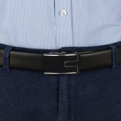 Pasek męski skórzany 3,5 cm klamra automatyczna Beltimore czarny 02-551 : Kolory - czarny, Rozmiar pasków - r.120-135 cm. Czarne paski męskie bez wzorów, ze skóry, wizytowe. Za 64.99 zł.