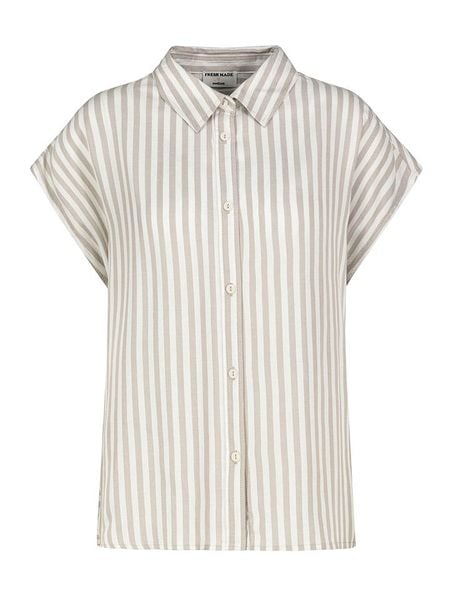 Fresh Made Bluzka w kolorze beżowo-białym rozmiar: XL. Białe bluzki damskie Fresh Made, xl, bez wzorów, z wiskozy, bez kołnierzyka, bez ramiączek. Za 65.38 zł.