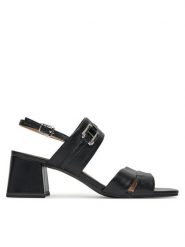 Caprice Sandały 9-28301-44 Czarny. Czarne sandały damskie Caprice, bez wzorów, ze skóry, bez obcasa, na słupku. Za 160.99 zł.