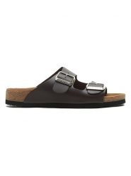 Comfortfusse Skórzane klapki w kolorze ciemnobrązowym rozmiar: 44. Brązowe klapki damskie Comfortfusse, bez wzorów, bez obcasa. Za 223.99 zł.