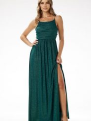 Sukienka Model A696 Bottle Green - awama. Zielone sukienki damskie Awama, na sylwestra, l, bez wzorów, z dzianiny, eleganckie, bez kołnierzyka, plus size, bez ramiączek, maxi. Za 367.73 zł.
